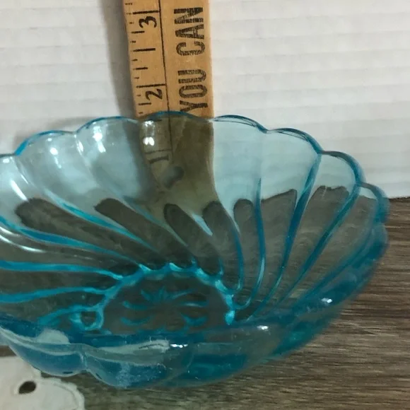 Vtg Hazel Atlas Colonial Swirl Capri Blue Serving Set - Picture 9 of 15